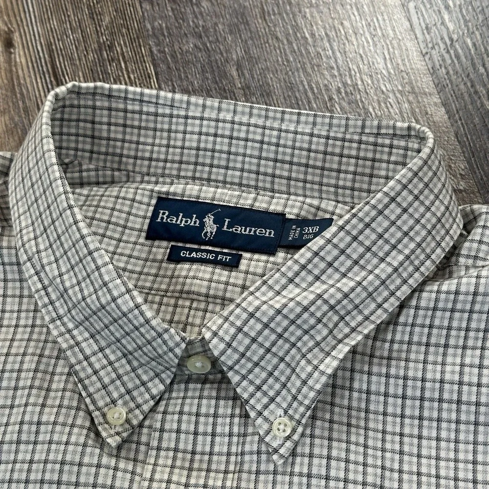 NWT Polo Ralph Lauren Classic Fit Long Sleeve Button Down White Gray Check Shirt
